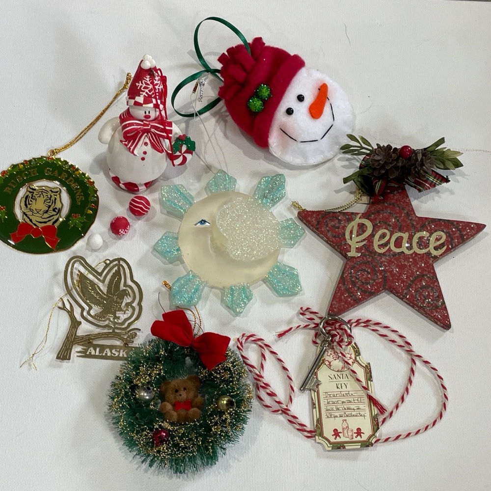 Vintage Lot of 8 Christmas Ornaments Alaska travel